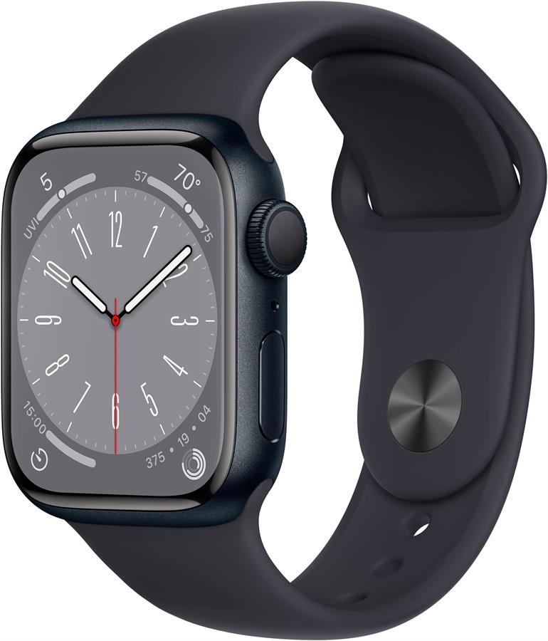 Apple Watch Series 8 GPS 41 mm Caja de aluminio color medianoche con correa deportiva color medianoche