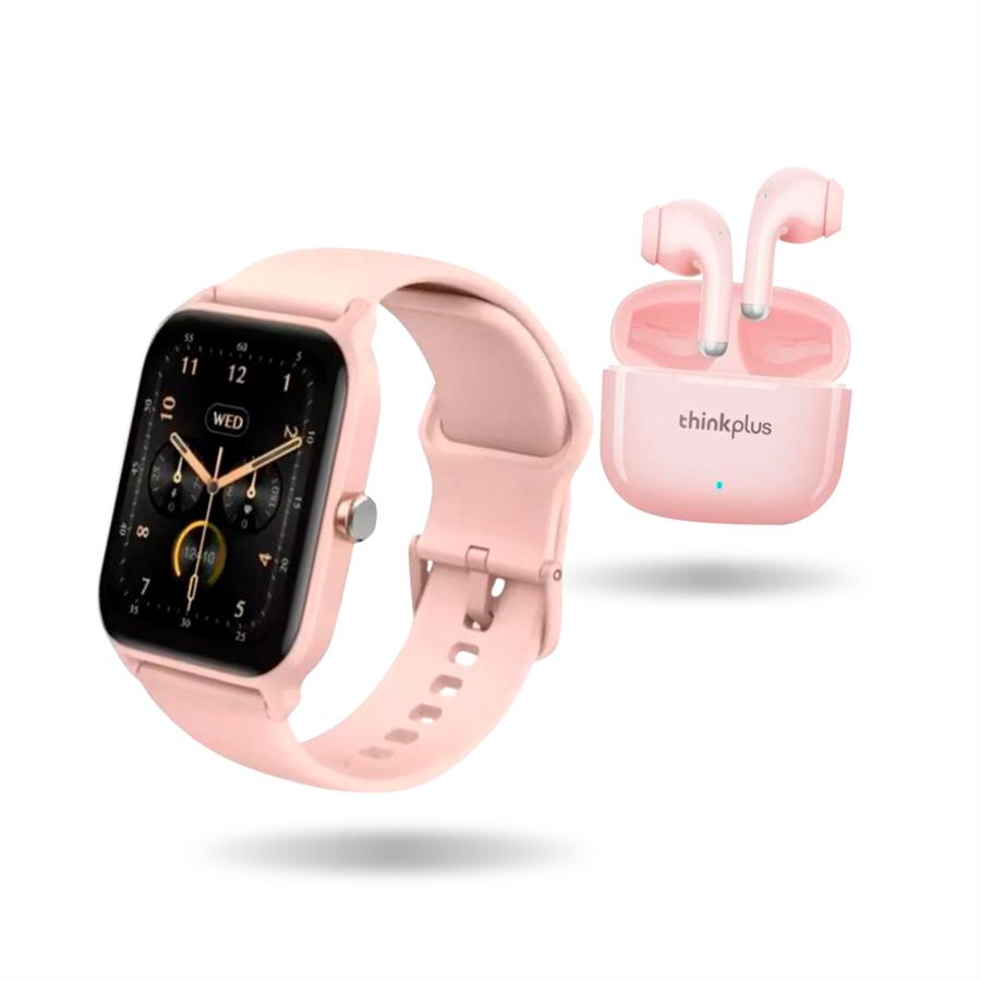 Smartwatch Udfine Starry Pantalla HD 1.8" Con Alexa - Rosa + Auriculares Bluetooth Lenovo LP40 Pro - Rosa claro 5% off