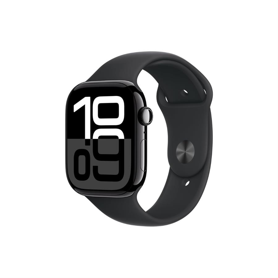 Apple Watch Series 10 46mm GPS Caja de Aluminio Negro Azabache y Correa Deportiva Negra, M/L